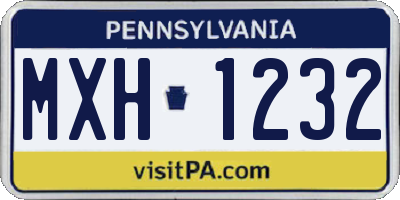 PA license plate MXH1232