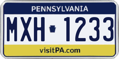 PA license plate MXH1233