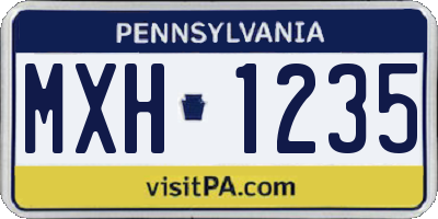 PA license plate MXH1235