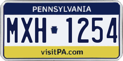 PA license plate MXH1254