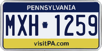 PA license plate MXH1259