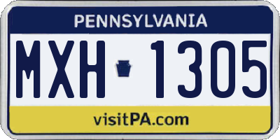 PA license plate MXH1305
