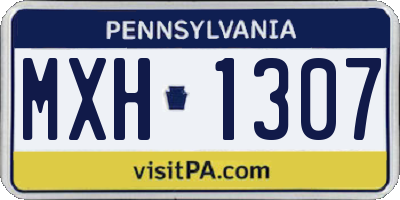 PA license plate MXH1307