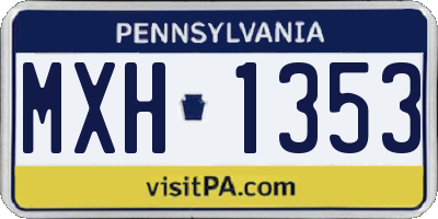PA license plate MXH1353