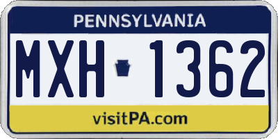 PA license plate MXH1362