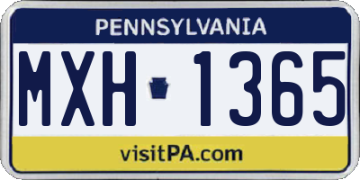 PA license plate MXH1365