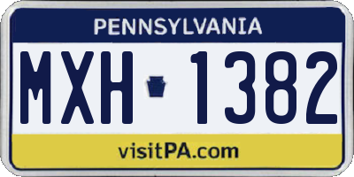 PA license plate MXH1382
