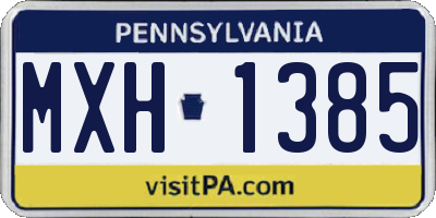 PA license plate MXH1385