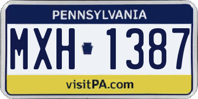 PA license plate MXH1387