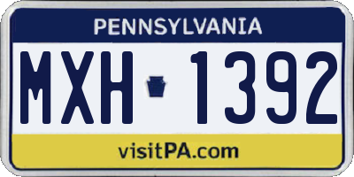 PA license plate MXH1392
