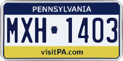 PA license plate MXH1403