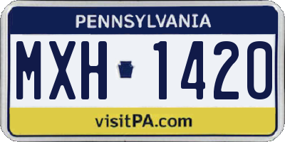 PA license plate MXH1420