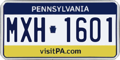 PA license plate MXH1601
