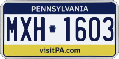 PA license plate MXH1603