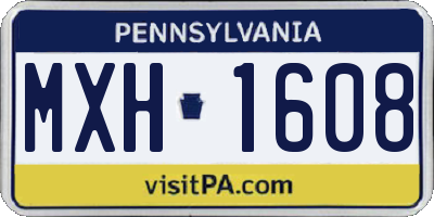 PA license plate MXH1608
