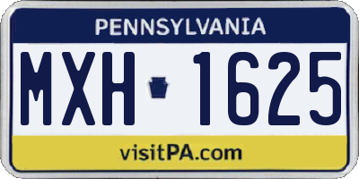 PA license plate MXH1625