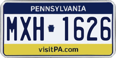 PA license plate MXH1626