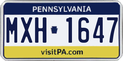 PA license plate MXH1647