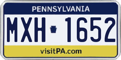PA license plate MXH1652