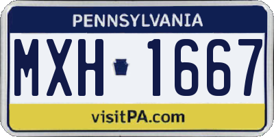 PA license plate MXH1667