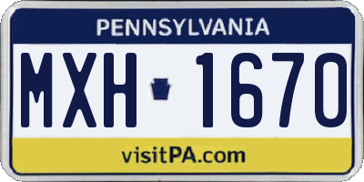PA license plate MXH1670