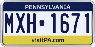 PA license plate MXH1671