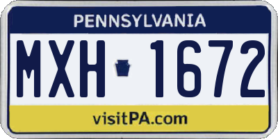 PA license plate MXH1672