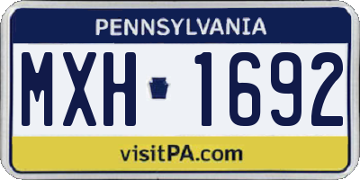 PA license plate MXH1692