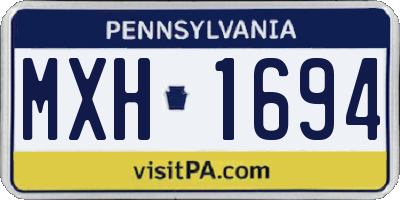 PA license plate MXH1694