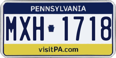 PA license plate MXH1718