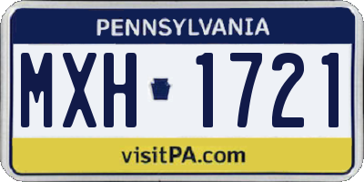 PA license plate MXH1721