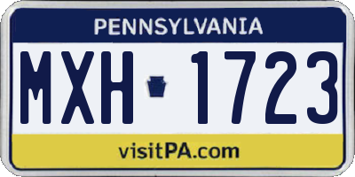 PA license plate MXH1723