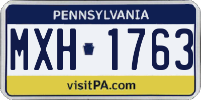 PA license plate MXH1763