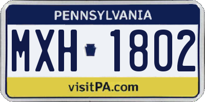 PA license plate MXH1802