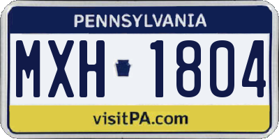 PA license plate MXH1804