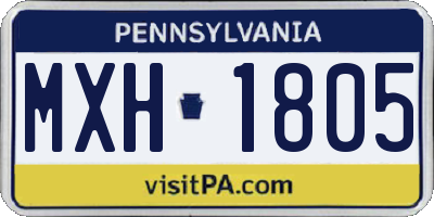 PA license plate MXH1805