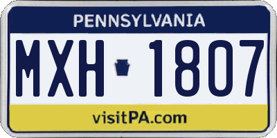 PA license plate MXH1807