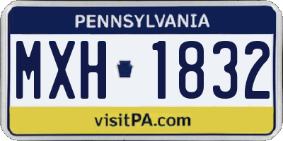 PA license plate MXH1832