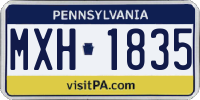 PA license plate MXH1835