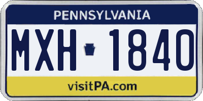 PA license plate MXH1840