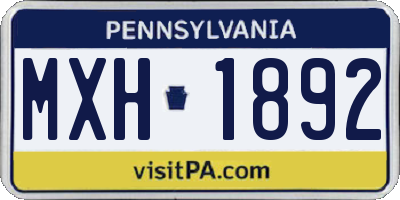 PA license plate MXH1892