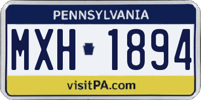 PA license plate MXH1894
