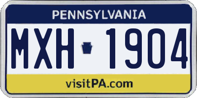 PA license plate MXH1904
