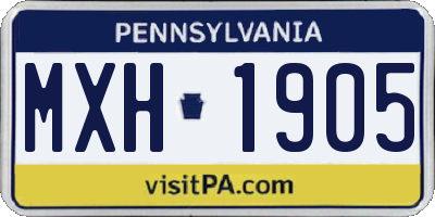 PA license plate MXH1905