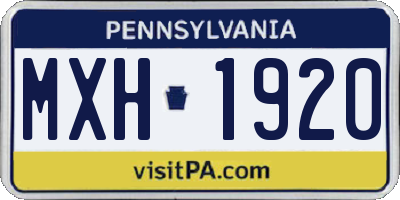 PA license plate MXH1920