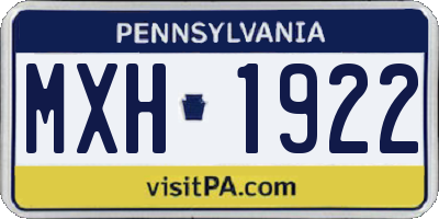 PA license plate MXH1922