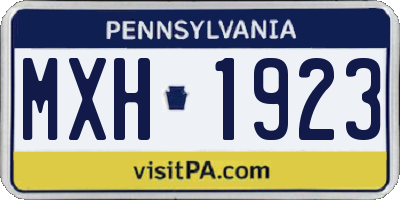 PA license plate MXH1923