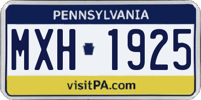 PA license plate MXH1925