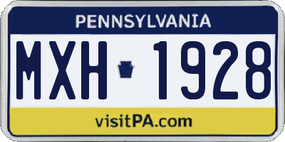 PA license plate MXH1928