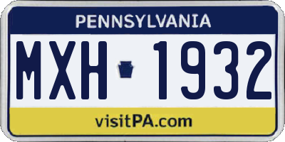PA license plate MXH1932